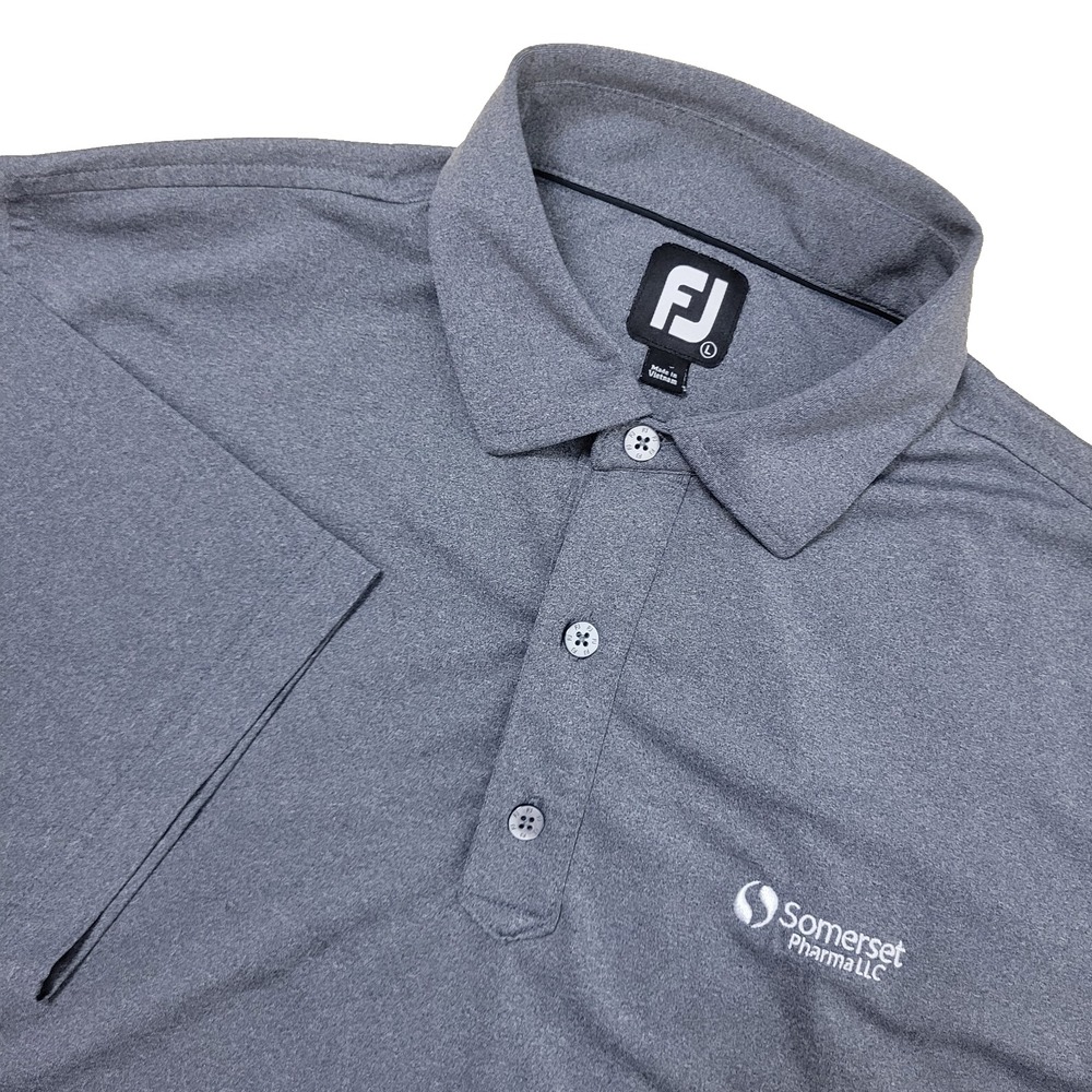FootJoy Mens Large Solid Gray Performance Stretch Short Sleeve‎ Golf Polo